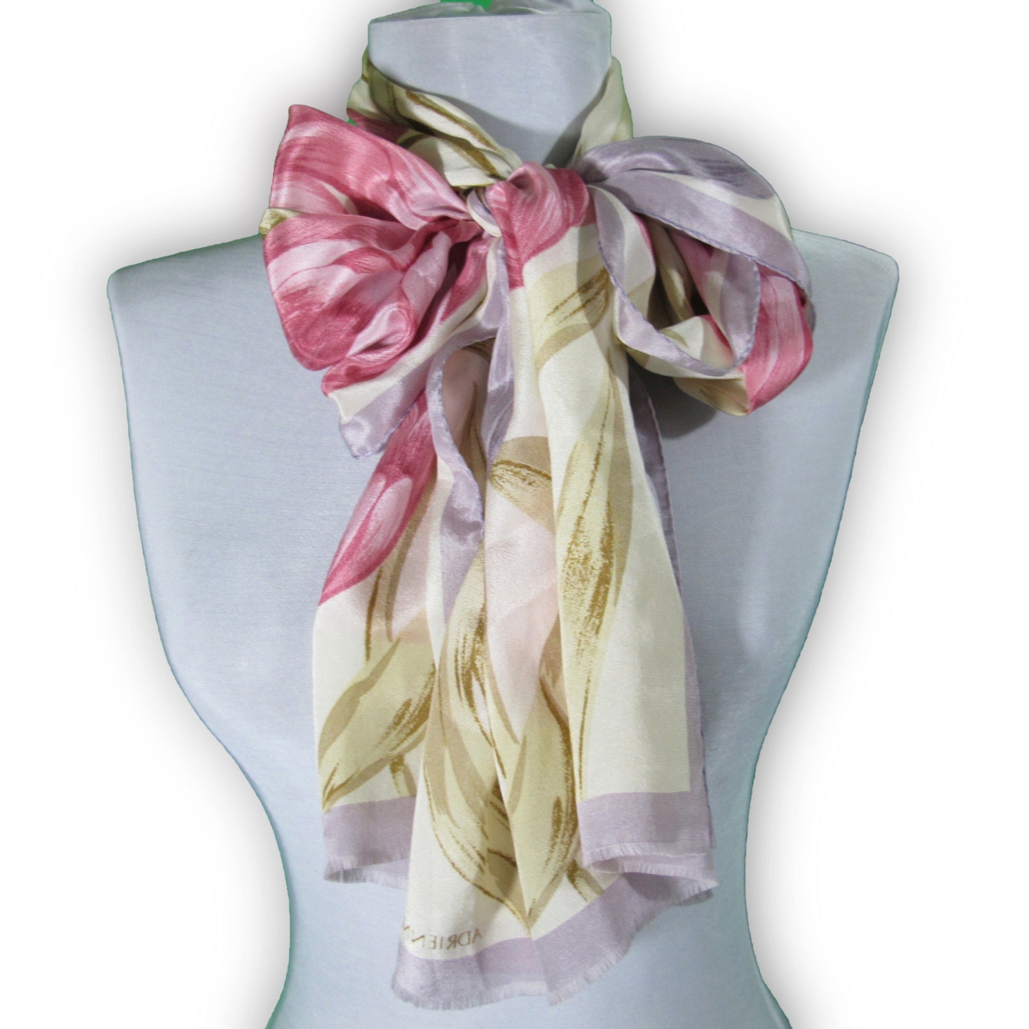 vintage Adrienne Vittadini silk Scarf with Tulips