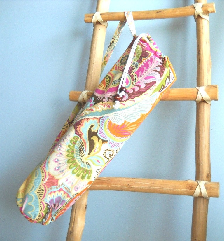 Yoga Mat Bag - Canvas, Large Pink Floral Blend
