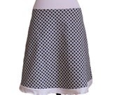 Stretch Cotton Caning Print A-line Skirt with Ruffle Detail,