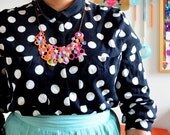 Neon Geometric Bib Necklace Honey Comb Hexagon Molecules Leather Jewelry