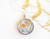 Woodland Fawn pendant, deer necklace, forest animal jewelry, wearable art, LIMITED EDITION