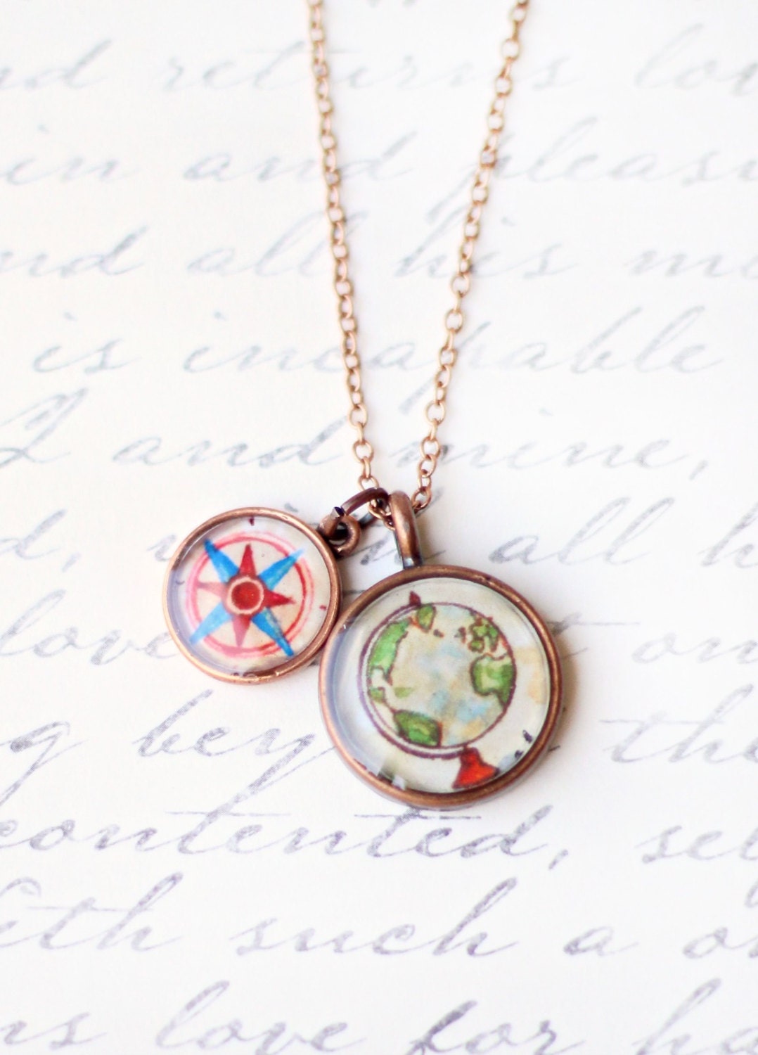 Wanderlust travel necklace, globe world traveler necklace, wanderlust necklace, compass charm jewelry LIMITED EDITION