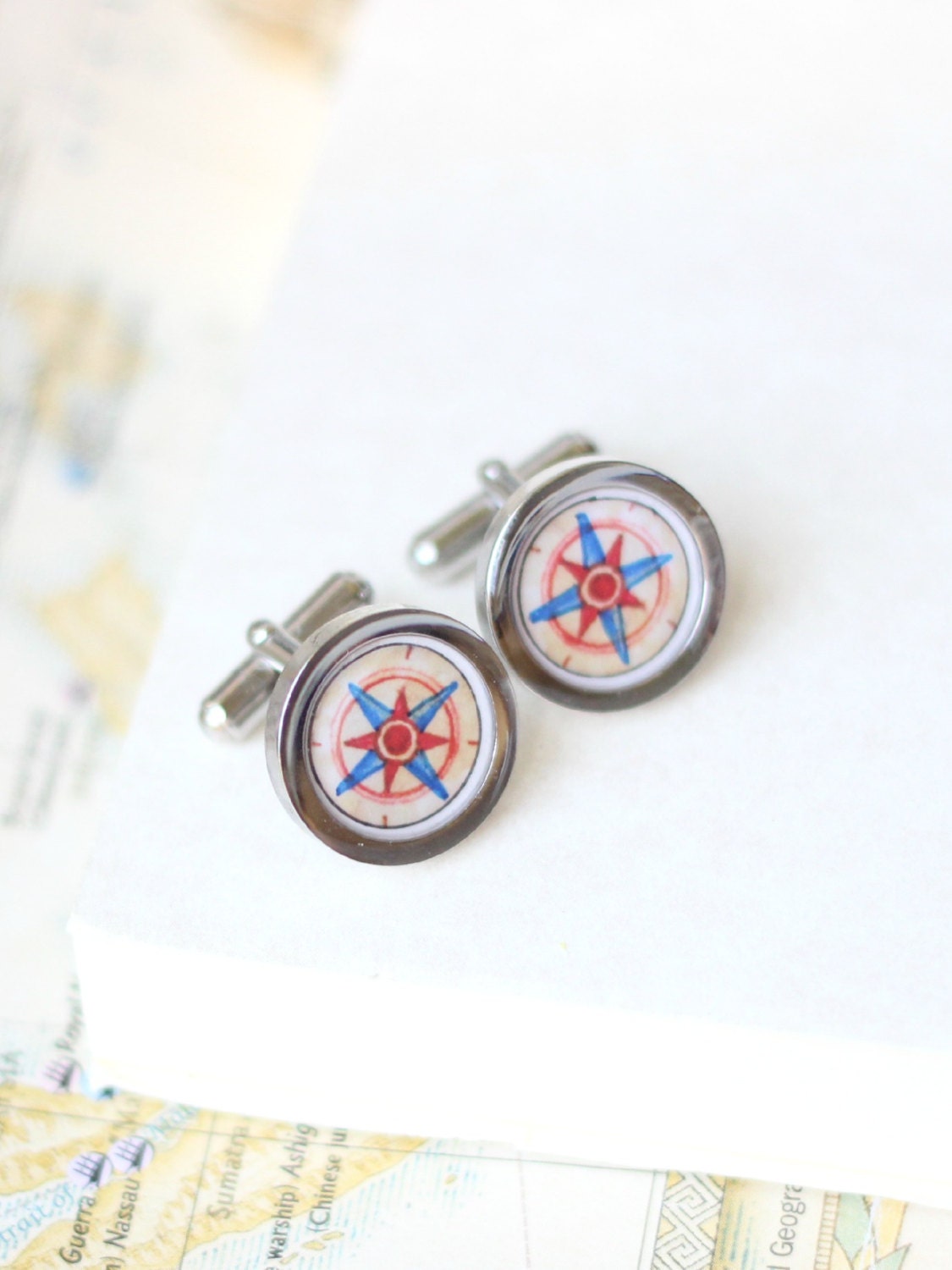 Compass cuff links, traveler, men accessory, for him, fathers day, wanderlust cufflinks