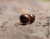 Chocolate Pearl Post Earrings, Brown Stud Earrings, Pearl Earrings, June Birthstone Earrings, 14k Gold Filled