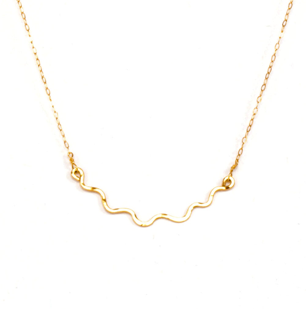 I'm Hammered Gold Necklace - 14K Gold FILLED Handmade Wavy Necklace