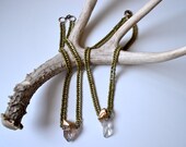 Quartz Crystal Necklace, Chain Necklace, Chunky Chain Necklace, Stone Necklace