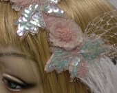 Pink and Mint Bead and Sequin Flapper Headpiece Headband for Prom or Bride
