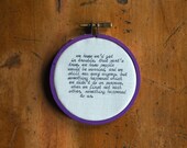 moonrise kingdom / / we knew we'd get in trouble / purple wall hanging hoop / cursive type / rugglesmade / gift