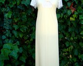 Vintage 60s / Canary Yellow / Vanity Fair / Daisy / Cap Sleeve / Bow Tie / Nightgown / LARGE