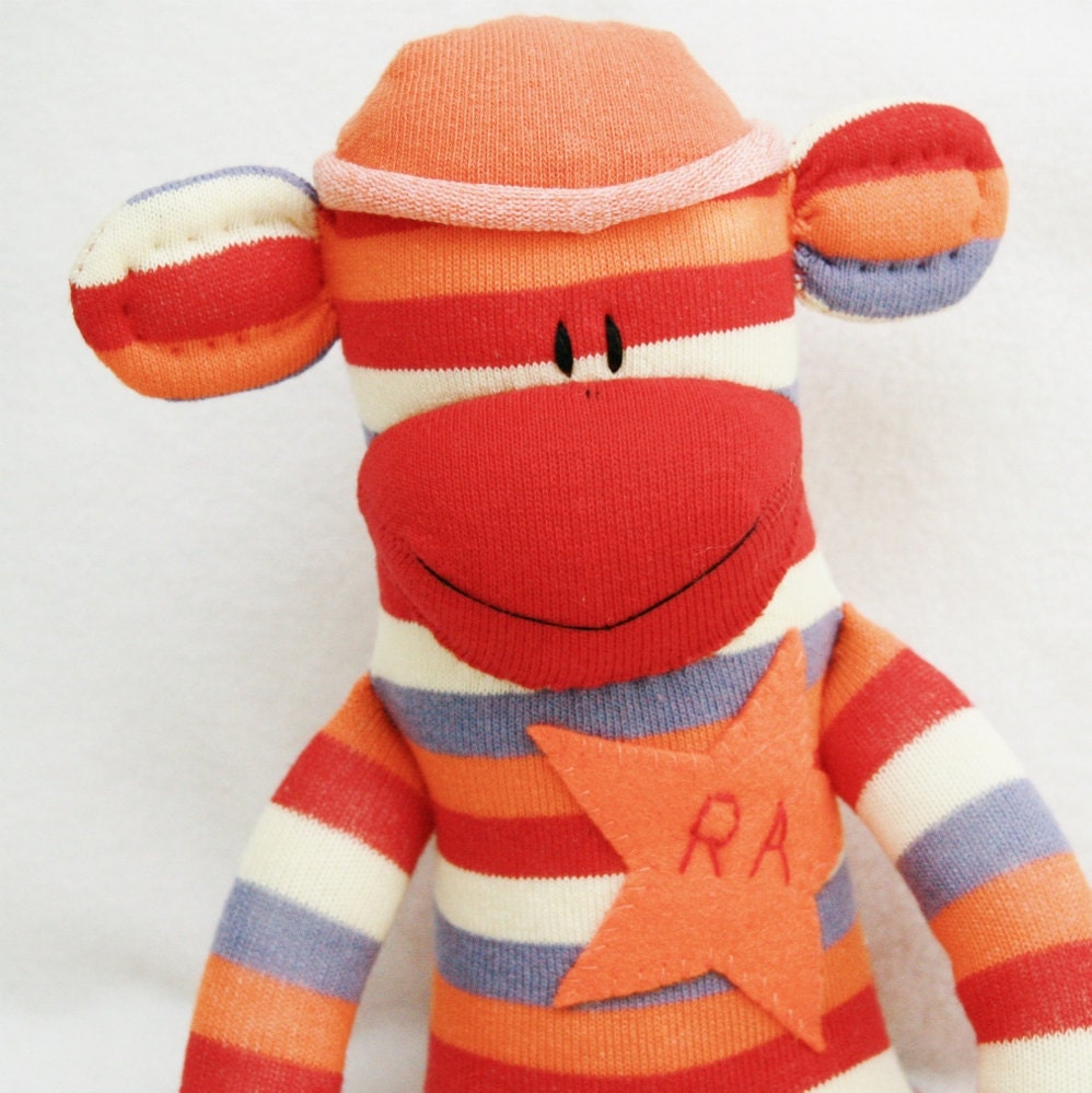 Personalized Sock Monkey Name Patch for Doll