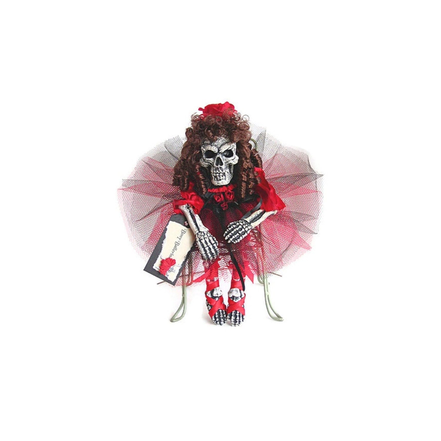 Valentines Doll, Red, Ballerina Doll, Garnet, Creepy Doll, Valentine Decor, Ballet, Ballerina, Skeleton, Scarlet, Gothic, Valentines Red