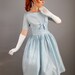 1950s Pastel Blue Party Dress. Formal Dress. Wedding Bridesmaid. Cocktail Dress. Size Medium