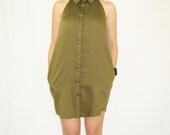 Button Down Army Green Dress