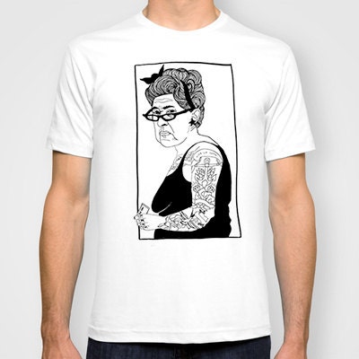 Hand Printed Tattoo Lady T-shirt