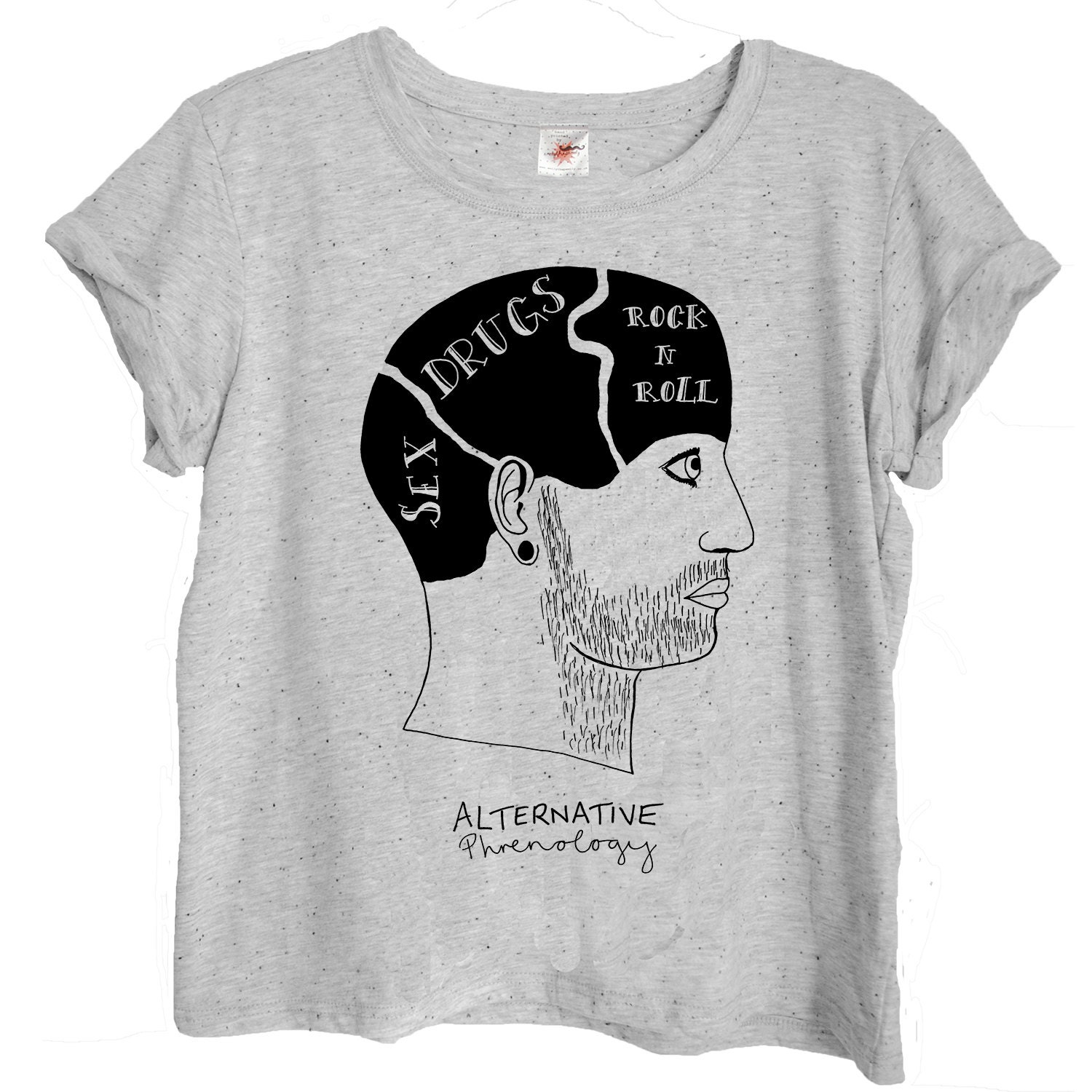 Alternative phrenology head Womens t-shirt hand printed