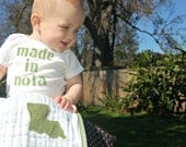 Funny Baby Gift Made In... Onesie and Burp Cloth Personalized Baby Gift Set