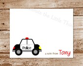 SET of 8 POLICE CAR Note Cards : Thank You Notecards, Personalized Stationery, Vehicles Il_170x135
