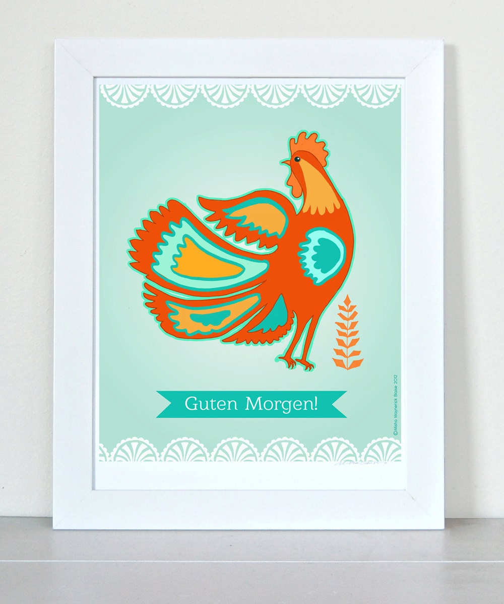 Typography art, Nursery Art, Guten Morgen print
