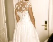 Lace Bridal shrug - Ivory embroidered tulle with beads