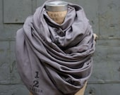 Men's Gray Scarf/ Women's Gray Scarves/Men's Scarves/ Men's Accessories/ Women's Scarves/Text Scarves