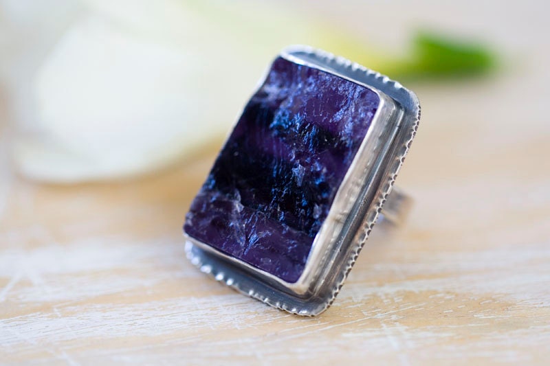 Raw Amethyst Sterling Silver Ring - Size 7 - Origins