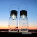 Solar Hazel Atlas Mason Jar Lanterns Square Antique Clear Glass Hanging Solar Lights, Outdoor Garden Lights