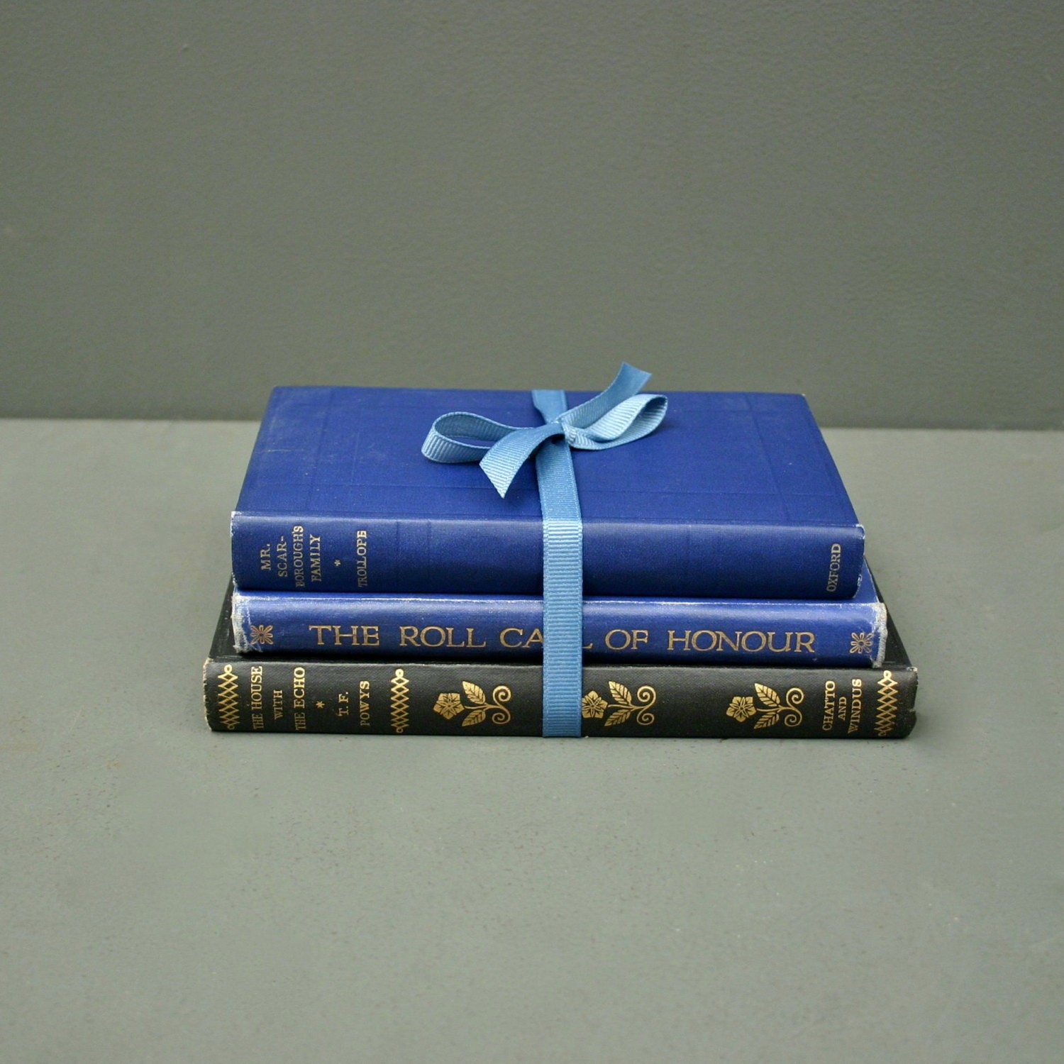 3 Vintage Classic Books - Blue book bundle - Home Decor Books