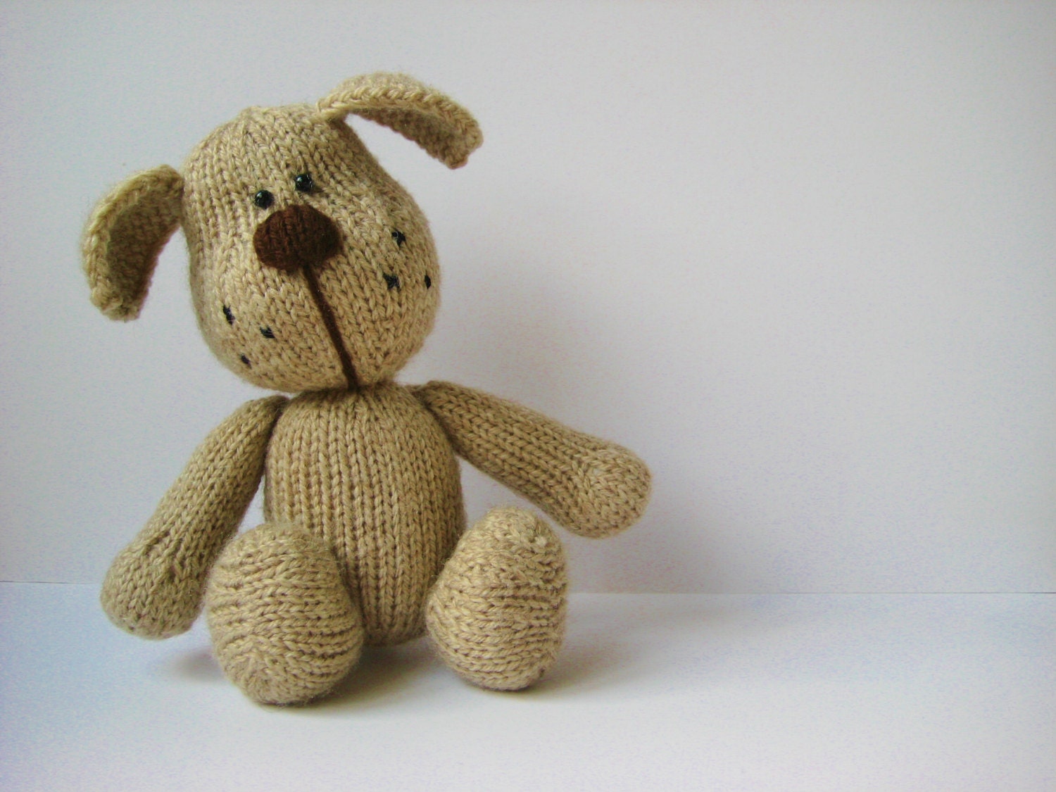Bernie the dog toy puppy knitting pattern by fluff and fuzz with instant download