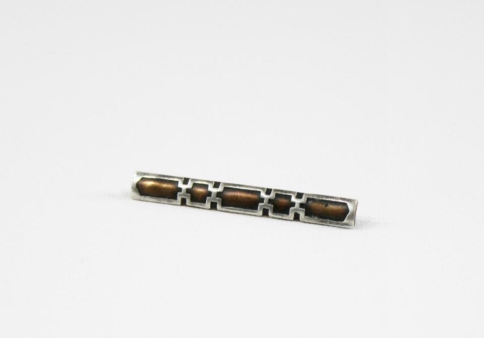 Heintz Pin Arts and Crafts Copper and Sterling Silver Bar Pin