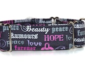 True Love 1.5 inch  Martingale Collar, Custom Martingale Dog Collar