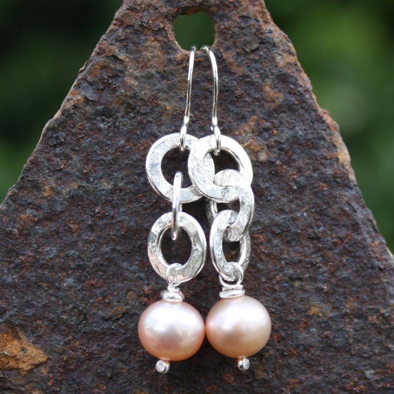 Silver and pearl earrings