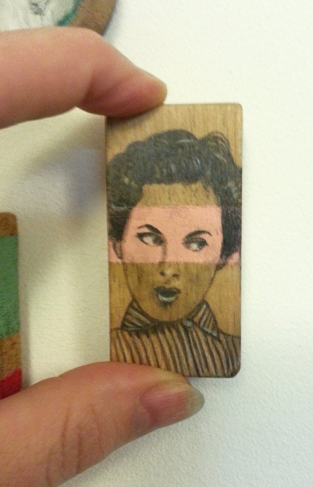 Jill. Pencil and acrylic on tiny block of wood.