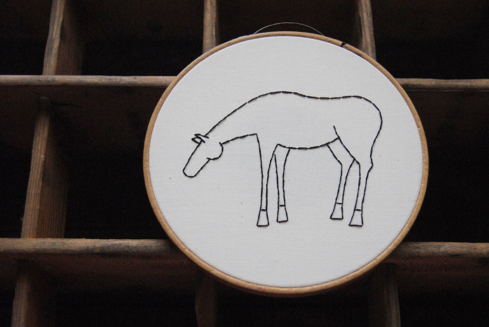 Minimalist Horse - Hand Embroidery - Nursery Children Art