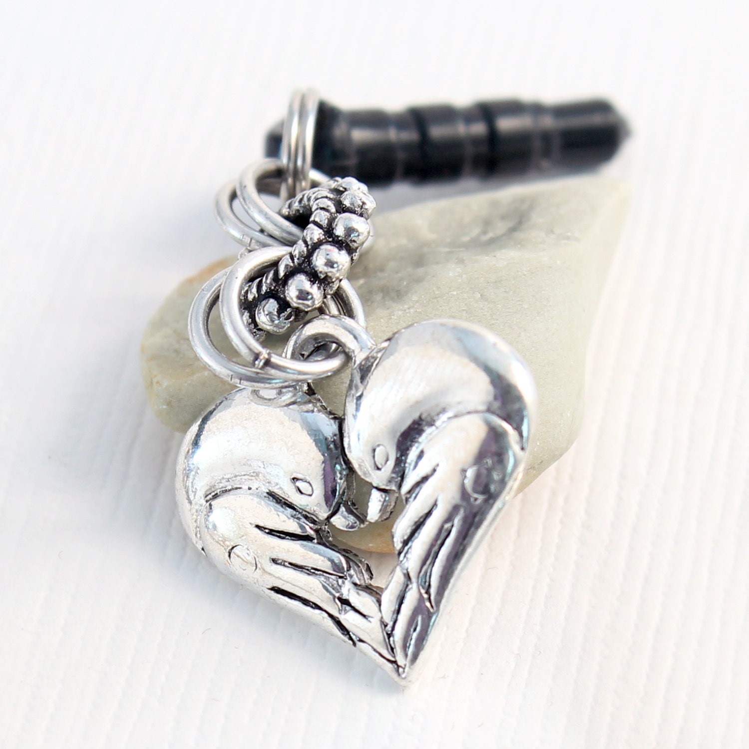 Iphone Plug - Lovebirds Cell Phone Charm, Mini Chainmail
