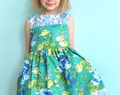 READY TO SHIP Girls Spring Easter Dress-   Emerald Blooms Pocket Party Dress- sz 6