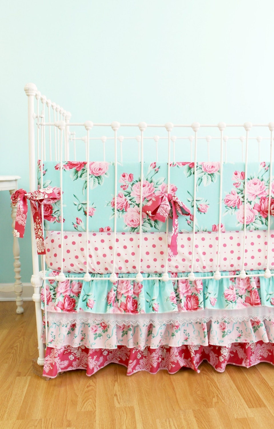Baby Girl Crib Bedding - Shabby Chic Roses Design