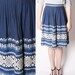60s Ikat Ombre Aztec Blue Cotton Mexican Ethnic Embroidered Skirt / Cotton 50s Skirt / Blue Ethnic Skirt / Vintage skirts / 2288