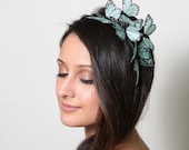 Sweet Mint Butterfly Headband - woodland, fairy tale, bride, pastel - neesiedesigns
