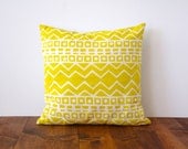 Mountains Pillow - Lemon / Citrus / Yellow - Screen Printed Organic Cotton