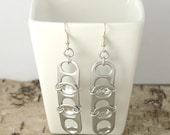 pop tabs earrings - pair - 3 pop tabs chainmaille on the side