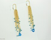 Gold Chain Fringe Earrings with Faceted Apatite Rondelles and Briolettes AC0691 by Ashley Childs