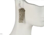 Simple Casual, Medium Vintage Recycled Sterling Silver Mesh Post Earrings AC0820 by Ashley Childs