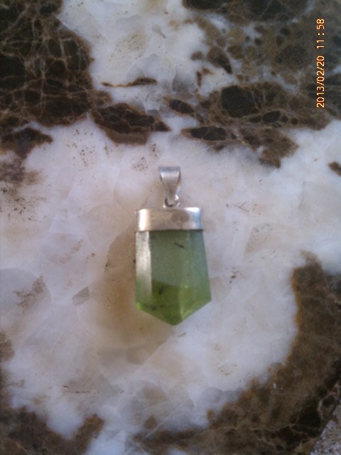 Peridot 16 Carat Gemstone Pendant w/ Sterling Silver