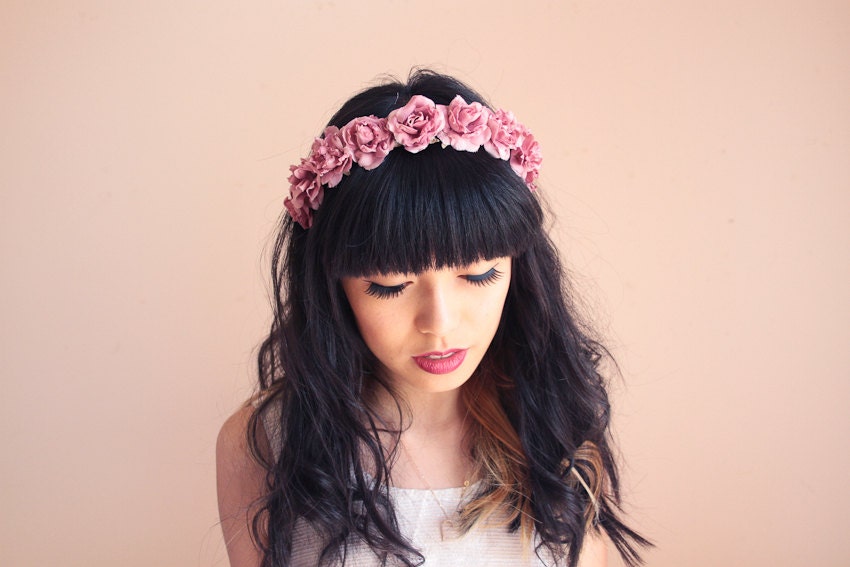 romantic pastel rose headband // pastel pink - dainty, floral headpiece, nature inspired, vintage inspired, rustic rose, love.