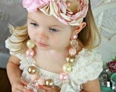 Baby Headband..Ivory Headband..Pink Headband..Over the Top..Newborn Headband..Toddler Headband..Fascinator