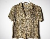 Leopard Print Blouse . Silk . Small