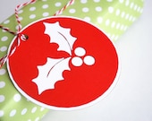 Christmas Holly Die Cut Christmas Tags or Package Labels Set of 6 Tags A628 Il_170x135