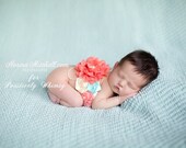 Newborn Photo Prop, Maternity Sash, Bridal Sash - Vintage Inspired Coral Aqua Ivory Pearls