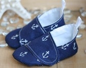 Baby Boy Shoes Navy Anchor Print Loafers