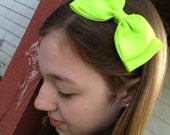 Neon Lime Hair Bow Headband - Girls Hair Accessories - Teen Hair Accessories - Adult Hair Accessories - Lime Bow Headband